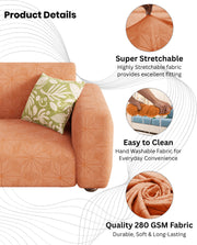 Lukzer Pastel Shades Textured Sofa Cover - Orange Starlight Grid (SC-142-01)