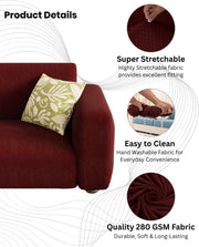 Lukzer Pastel Shades Textured Sofa Cover -  Deep Maroon Curved Diamond (SC-151-01)