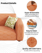 Lukzer Pastel Shades Textured Sofa Cover - Orange Leaf Trail (SC-127-01)