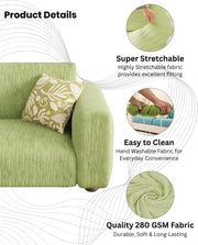 Lukzer Pastel Shades Textured Sofa Cover - Green Wavy Stripes (SC-081-01)