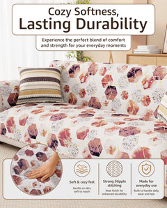 Lukzer Quilted Reversible Marble Mesh Sofa Mat with WaveEdge Ultrasonic Cut (WITH BACK & HAND REST) - SC-204-01WB