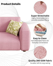 Lukzer Pastel Shades Textured Sofa Cover - Pink Dotted Stripe (SC-068-01)