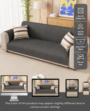 Lukzer Reversible Quilted Sofa Mat with Arms Dot Frame Grey (SC-213-01)