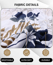 Lukzer Polyester Sofa Cover White Leaf Print (SC-017-01)