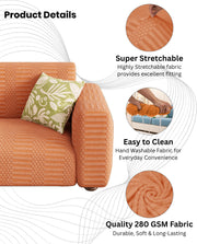 Lukzer Pastel Shades Textured Sofa Cover - Orange Dotted Stripe (SC-069-01)