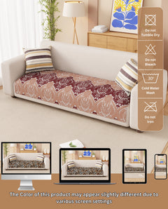 Lukzer Quilted Reversible Leopard Print Sofa Mat with WaveEdge Ultrasonic Cut (ONLY SEAT COVER) - SC-220-01WE