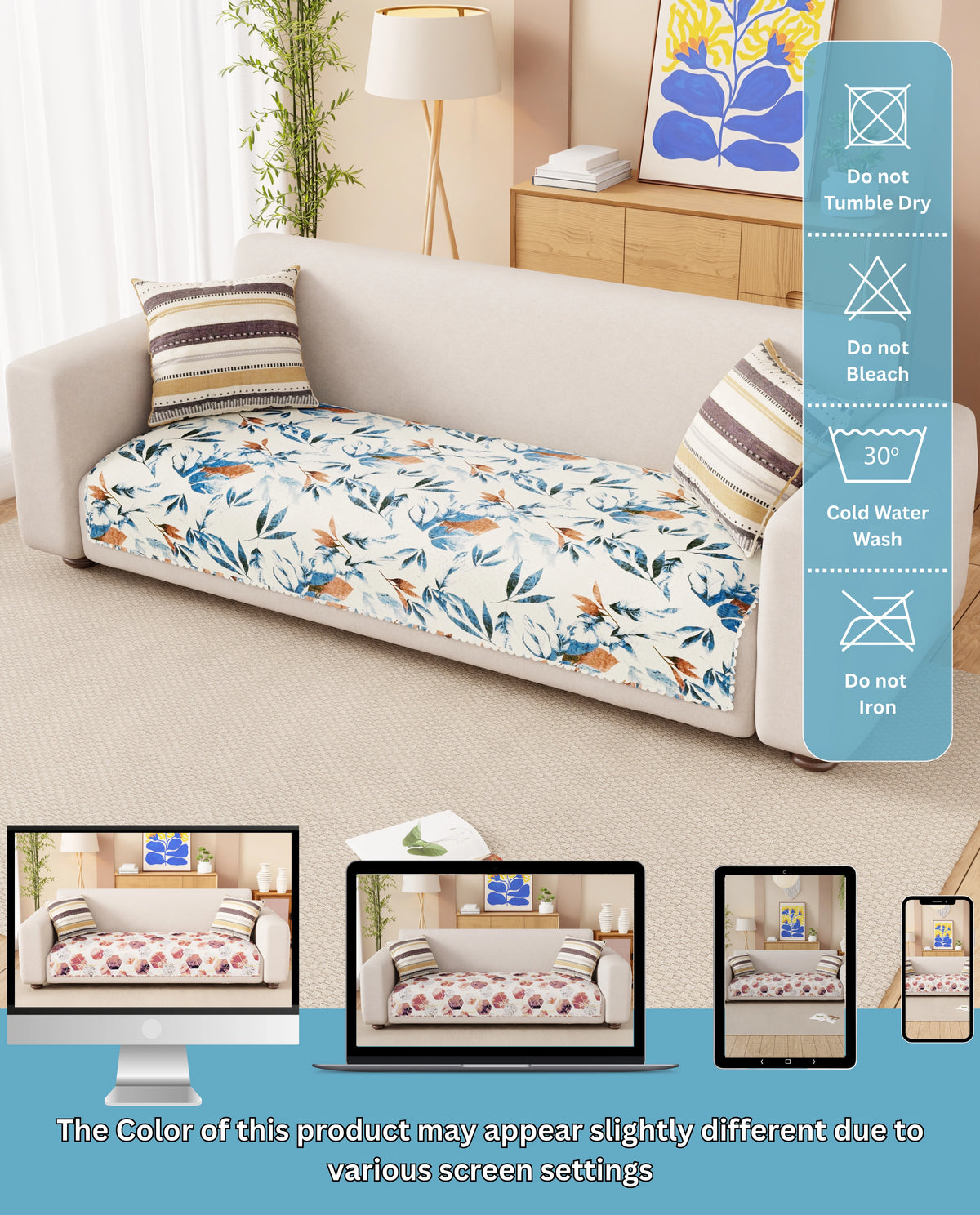 Lukzer Quilted Reversible Marble Mesh Sofa Mat with WaveEdge Ultrasonic Cut (ONLY SEAT COVER) - SC-204-01WE