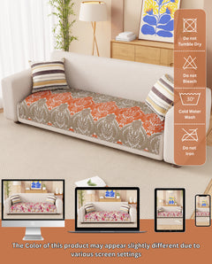 Lukzer Quilted Reversible Royal Petals Sofa Mat with WaveEdge Ultrasonic Cut (ONLY SEAT COVER) - SC-219-01WE