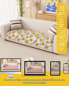 Lukzer Quilted Reversible Brick Bloom Sofa Mat with WaveEdge Ultrasonic Cut (ONLY SEAT COVER) - SC-201-01WE