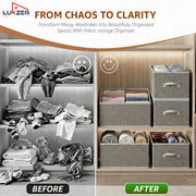 Lukzer 3Pcs Grey Foldable Clothes Organiser Storage Box (Jute)