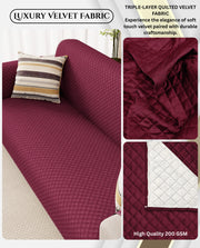Lukzer Quilted Velvet Sofa Mat  Red Raspberry (SC-198-01)