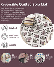 Lukzer Reversible Quilted Sofa Mat with Arms Ikat Rose (SC-203-01)