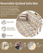 Lukzer Reversible Quilted Sofa Mat with Arms Terra Bloom (SC-205-01)