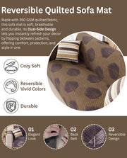 Lukzer Reversible Quilted Sofa Mat with Arms Sapphire Bloom (SC-182-01/A)