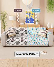 Lukzer Reversible Quilted Sofa Mat with Arms Ikat Rose (SC-203-01)