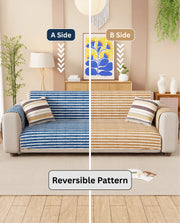 Lukzer Reversible Quilted Sofa Mat with Arms Optical Stripe (SC-184-01/A)