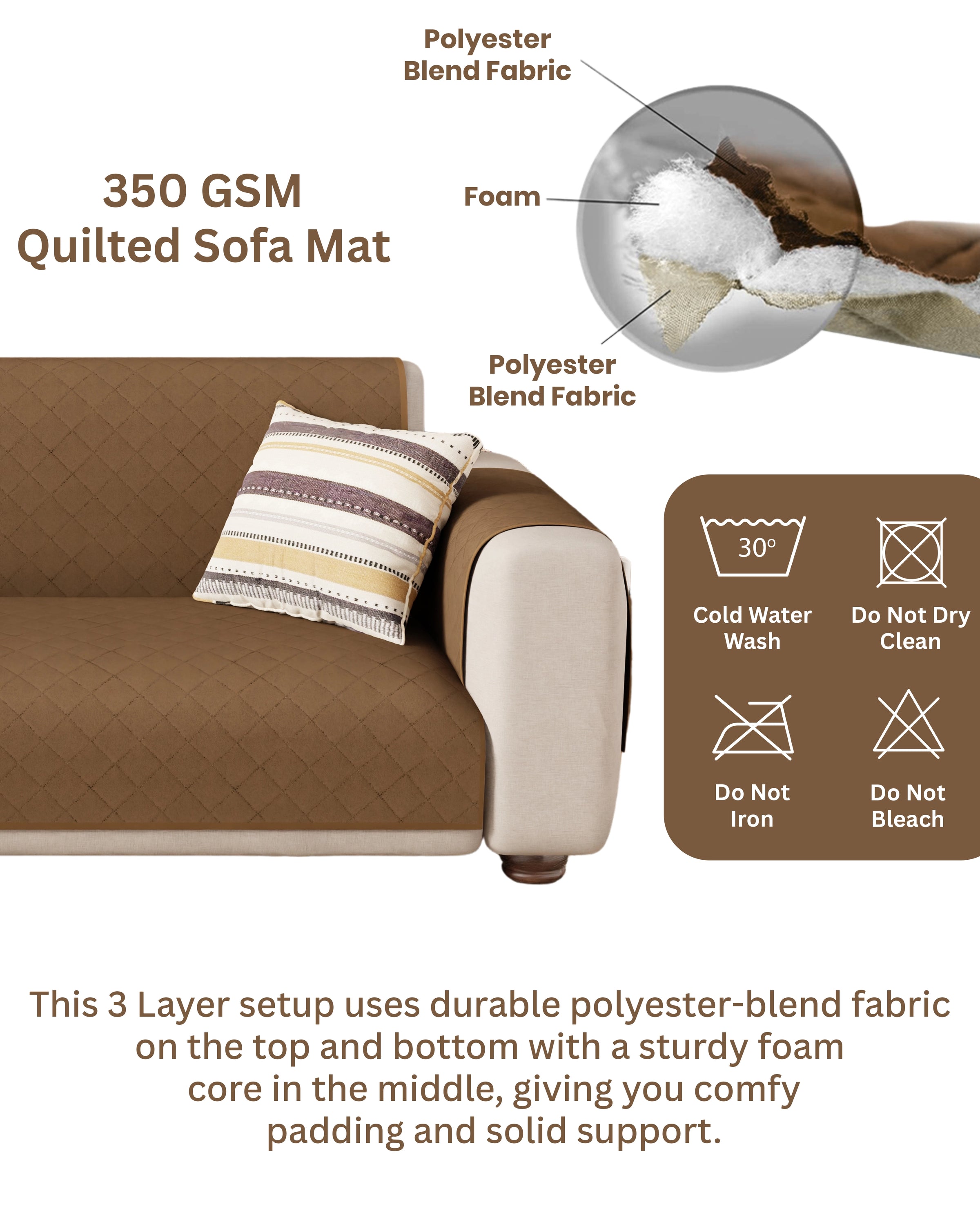 Lukzer Quilted Sofa Mat Walnut (SC-195-01)