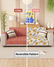 Lukzer Reversible Quilted Sofa Mat with Arms Brick Bloom (SC-201-01)