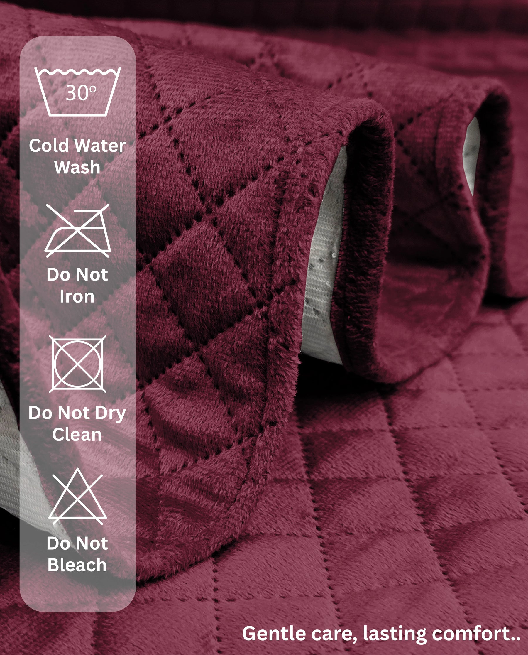 Lukzer Quilted Velvet Sofa Mat  Red Raspberry (SC-198-01)