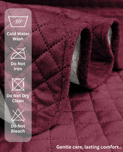 Lukzer Quilted Velvet Sofa Mat  Red Raspberry (SC-198-01)