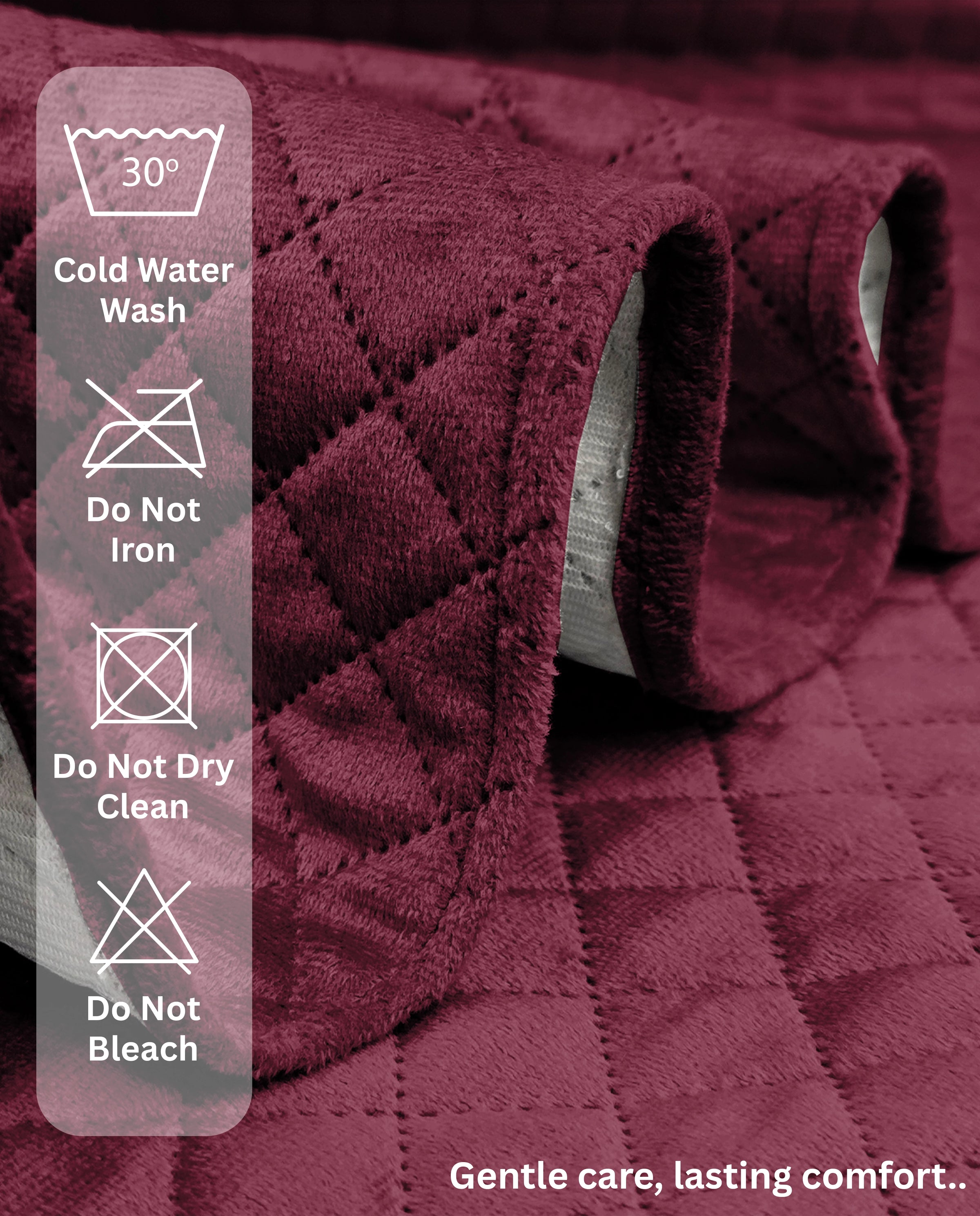 Lukzer Quilted Velvet Sofa Mat  Red Raspberry (SC-198-01)