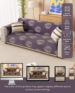 Lukzer Reversible Quilted Sofa Mat with Arms Sapphire Bloom (SC-182-01/A)