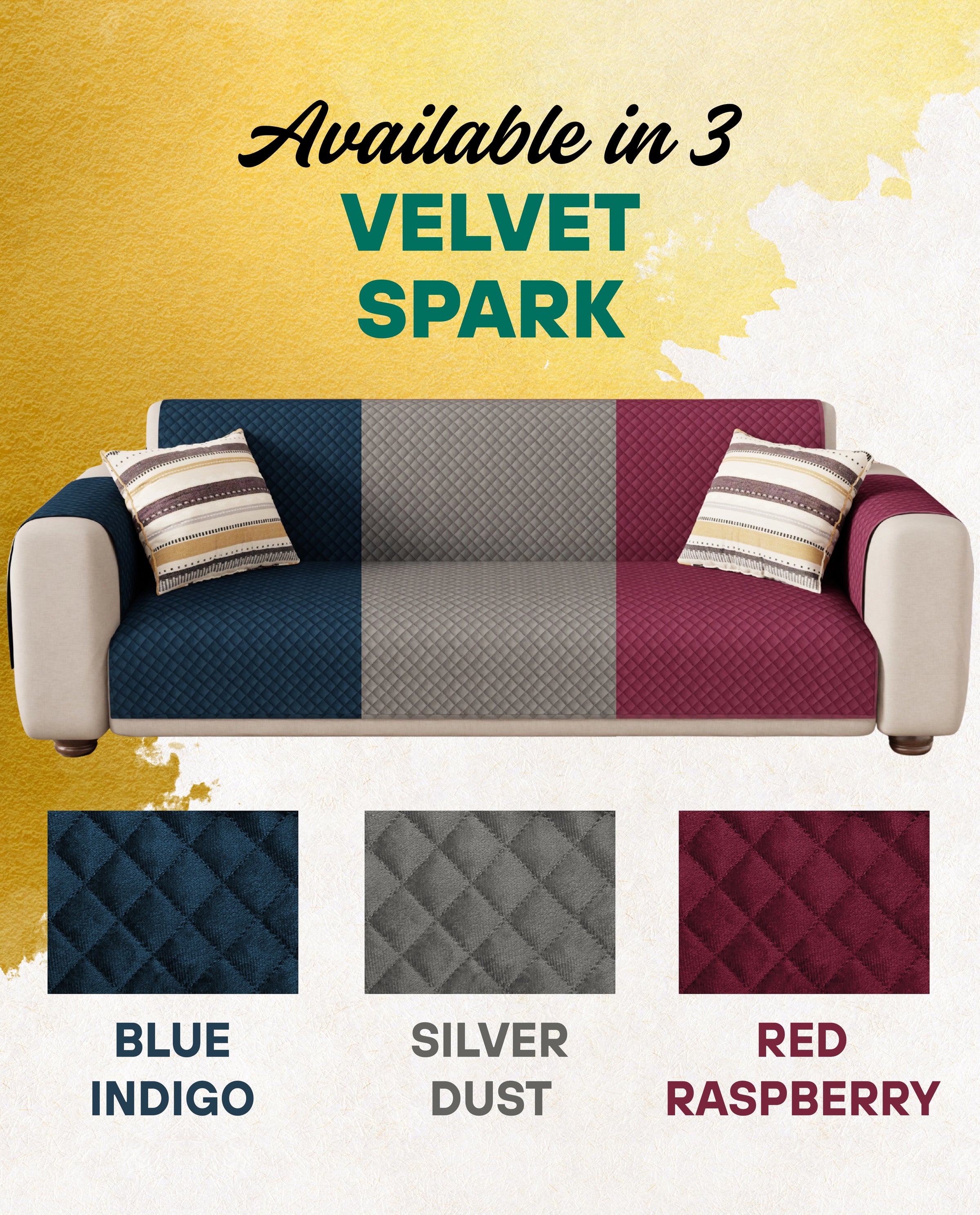 Lukzer Quilted Velvet Sofa Mat  Red Raspberry (SC-198-01)