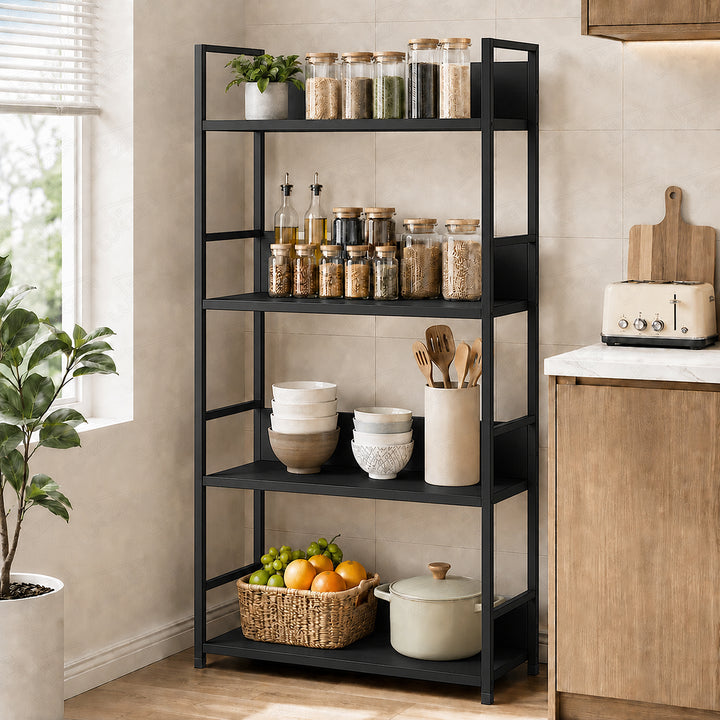 Lukzer 4-Tier Multipurpose Kitchen Organizer Rack (MMR-001/Black)