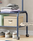 Lukzer Multipurpose Single Pole Metal Garment Rack with Wheels & 2 Bottom Shelves - (MGR-006) (White, Gold, Grey, Pink, Deep Sea, Black)