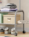 Lukzer Multipurpose Single Pole Metal Garment Rack with Wheels & 2 Bottom Shelves - (MGR-006) (White, Gold, Grey, Pink, Deep Sea, Black)