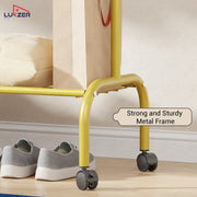 Lukzer Single Pole Portable Metal Garment Rack with Bottom Shelf (MGR-007/Gold)