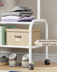 Lukzer Multipurpose Single Pole Metal Garment Rack with Wheels & 2 Bottom Shelves - (MGR-006) (White, Gold, Grey, Pink, Deep Sea, Black)