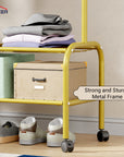 Lukzer Multipurpose Single Pole Metal Garment Rack with Wheels & 2 Bottom Shelves - (MGR-006) (White, Gold, Grey, Pink, Deep Sea, Black)