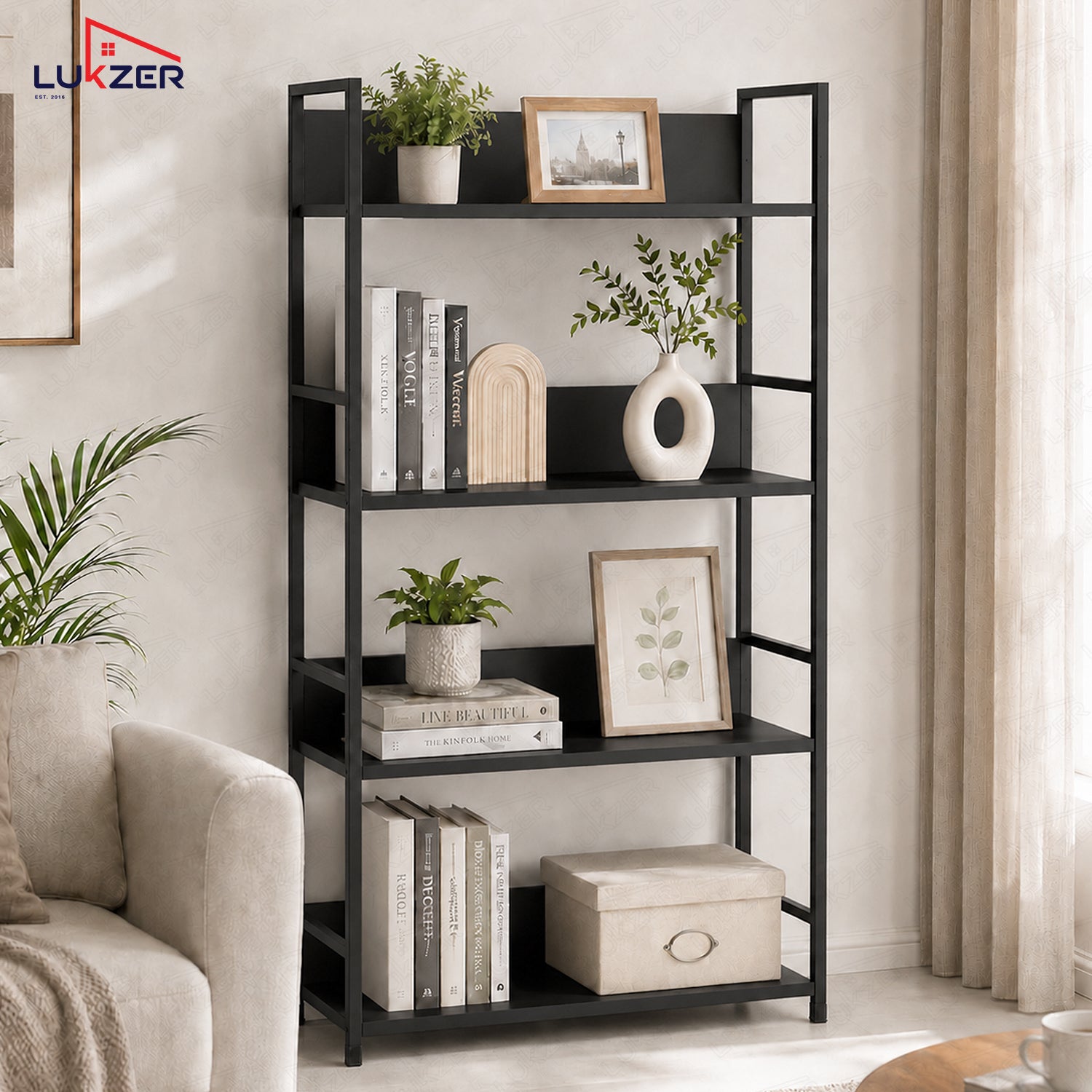 Lukzer 4-Tier Multipurpose Kitchen Organizer Rack (MMR-001/Black)