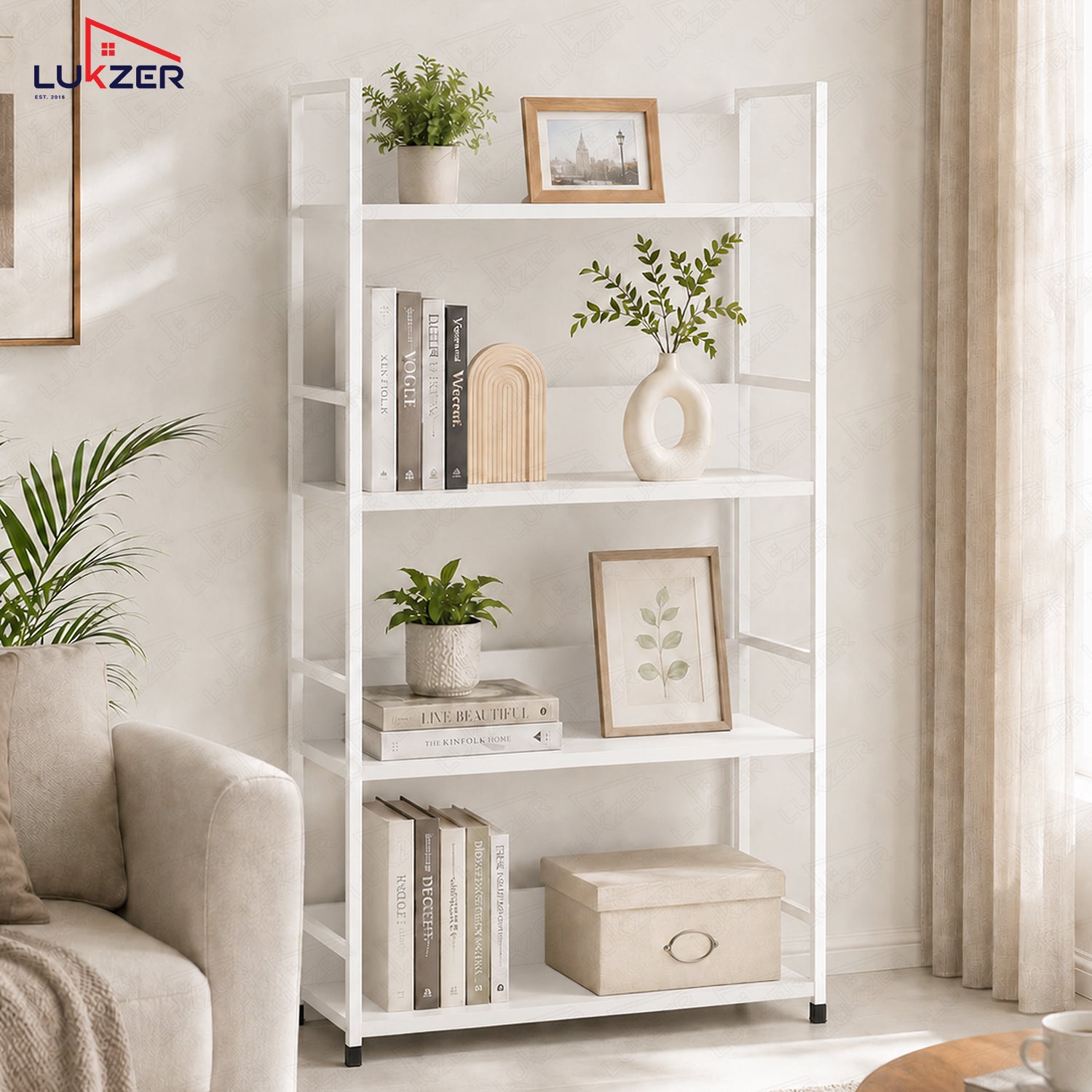 Lukzer 4-Tier Multipurpose Kitchen Organizer Rack (MMR-001/White)
