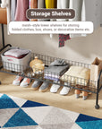 Lukzer Single Rod Garment Rack with Bottom Shelf | Cloth Organizer for Hanging Kurtas, Jackets, Bags in Bedroom, Office, Hostel & More (MGR-003)