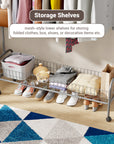 Lukzer Single Rod Garment Rack with Bottom Shelf | Cloth Organizer for Hanging Kurtas, Jackets, Bags in Bedroom, Office, Hostel & More (MGR-003)