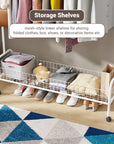 Lukzer Single Rod Garment Rack with Bottom Shelf | Cloth Organizer for Hanging Kurtas, Jackets, Bags in Bedroom, Office, Hostel & More (MGR-003)
