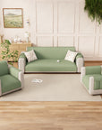Lukzer Polyester Blend Quilted Sofa Cover Mat (350 GSM)| Full Coverage with Arms & Back Belt | Machine Washable Sofa Runner with Storage Side Pocket
