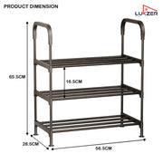Lukzer 3-Tier Metal & Plastic Space-Saving Shoe Organizer Rack (MSR-003/Black)