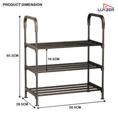Lukzer 3-Tier Metal & Plastic Space-Saving Shoe Organizer Rack (MSR-003/Black)