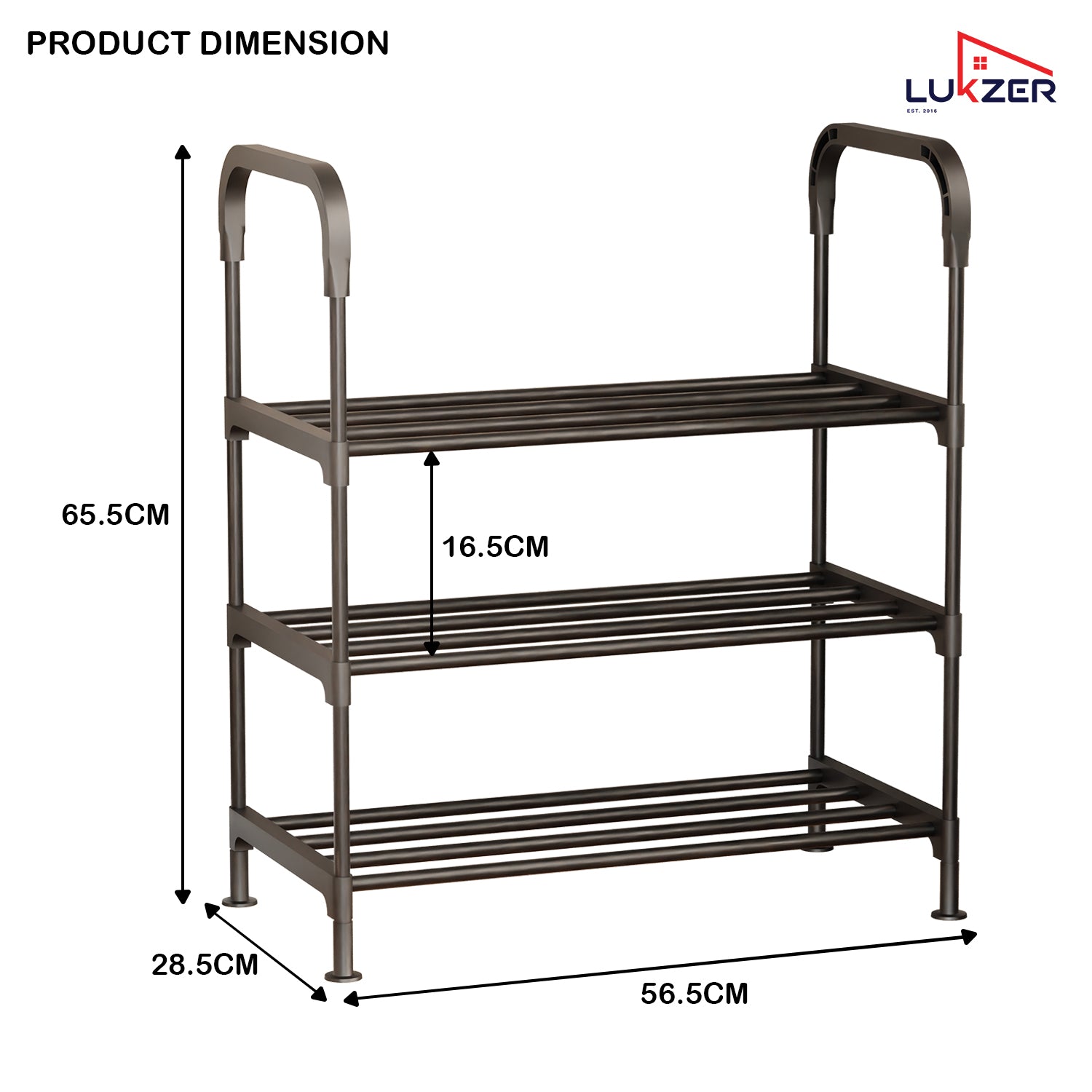 Lukzer 3-Tier Metal & Plastic Space-Saving Shoe Organizer Rack (MSR-003/Black)