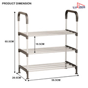 Lukzer 3-Tier Metal & Plastic Space-Saving Shoe Organizer Rack (MSR-003/Silver)