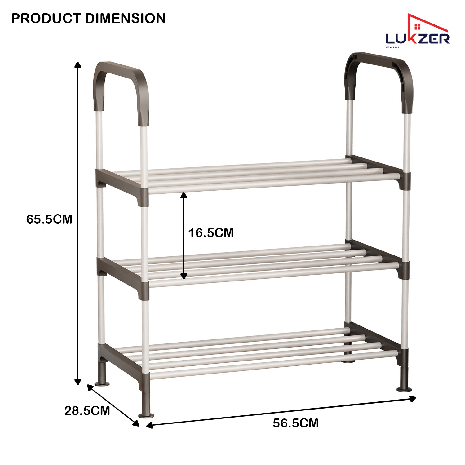 Lukzer 3-Tier Metal & Plastic Space-Saving Shoe Organizer Rack (MSR-003/Silver)