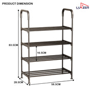 Lukzer 4-Tier Metal & Plastic Space-Saving Shoe Organizer Rack (MSR-004/Black)