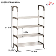 Lukzer 4-Tier Metal & Plastic Space-Saving Shoe Organizer Rack (MSR-004/Silver)