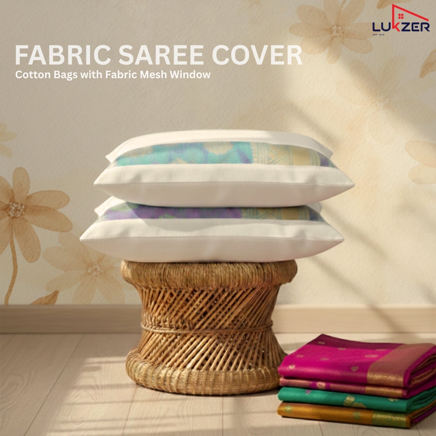 Lukzer 24 Pcs Big Size with Zip Closure & Mesh Window Saree Covers (Cotton)