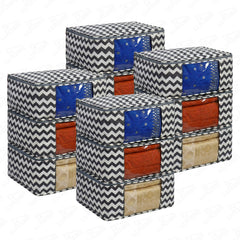 Lukzer 6 Pcs Zigzag Printed Large Size with Zip Closure & Mesh Window Saree Covers (Non-Woven)