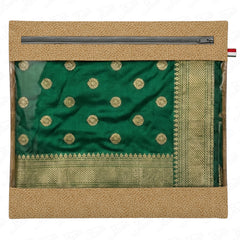 Lukzer 12 Pcs Leather Printed Big Size with Zip Closure & Transparent Window Saree Covers (Non-Woven)
