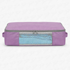 Lukzer 12Pcs Lavender Foldable Saree Cover/Bags with Zip & Mesh Window (Nylon)
